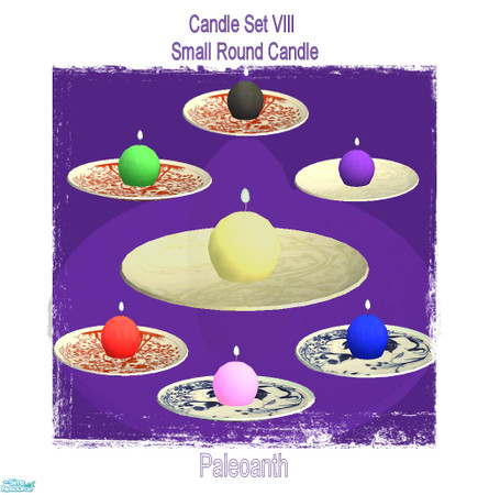 Sims 2 — Candle set VIII-Small Round Candle on a Plate by Paleoanth — Part VIII of the candle series. This one is a small