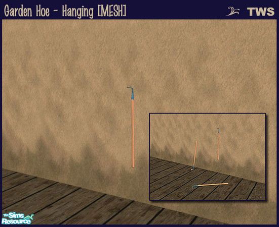 Sims 2 — Garden Hoe - Hanging [MESH] by wildstar24 — Garden hoe set in hanging position; must be mounted on wall.