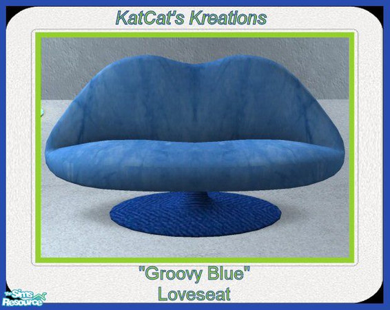 Sims 2 — Groovy Blue Loveseat by KatCat — Recolor of the "Retro Bodacious Loveseat" from the University EP.