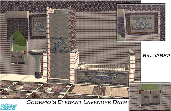 Sims 2 — Scorpio's Elegant Lavender Bath by TheNumbersWoman — A lavender bath set for cvscorpio28, by request.