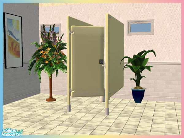 Sims 2 — Pastel Bathroom Stalls - Yellow by SQK — Pastel Bathroom Stall in Yellow!