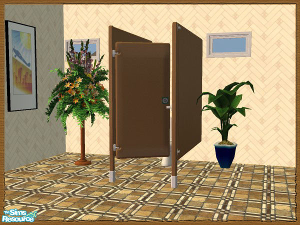 Sims 2 — Wooden Bathroom Stalls - Medium Wood by SQK — Bathroom stall recolor in Medium Wood.