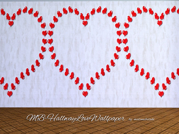 Sims 3 — MB-HallwayLoveWallpaper by matomibotaki — MB-HallwayLoveWallpaper, wallpaper with 2 recolorable areas and little