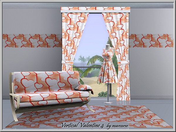 Sims 3 — Vertical Valentine 4_marcorse by marcorse — Abstract pattern: red/orange Valentine hearts in a vertical design