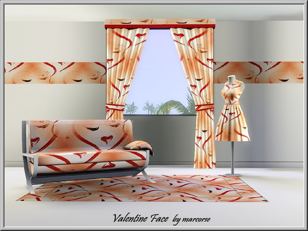 Sims 3 — Valentine Face_marcorse by marcorse — Themed pattern: Valentine heart shapes in a stylised face.