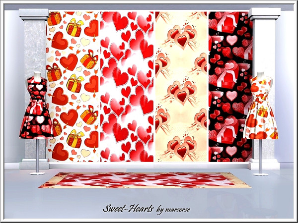 Sims 3 — Sweet-Hearts_marcorse. by marcorse — Valentine's patterns featuring hearts, gifts, chocolates and love knots.