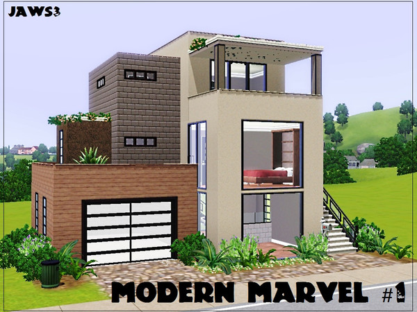 Sims 3 — Modern Marvel #1 by Jaws3 — This three bedroom, two bathroom home features multiple indoor and outdoor