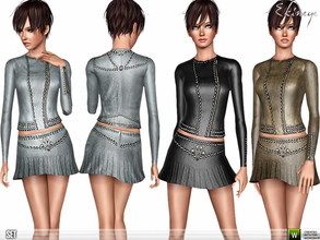 Sims 3 — Leather Jacket & Skirt - Set118 by ekinege — This set consists of 2 pieces. Studs detailing jacket and