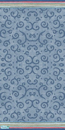Sims 2 — Wall Navy Scroll Toss with Stripes Paneling by Sheera — Part of my Gradients of Blue Stripes Walls and Floors