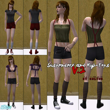 Sims 2 — Suspenders and High-Tops V.2 for Adult Females by gelydh — Shorts and high-tops for adult females with