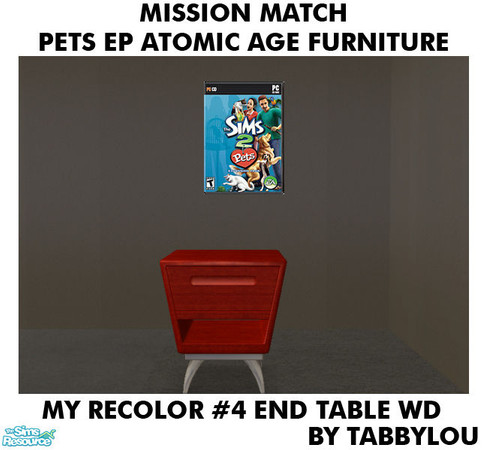 Sims 2 — TL - MM PetsAtomicAge Recolor04Wd EndTable by TabbyLou — End Table in My Recolor #4 Wood Recolor of Pets Atomic