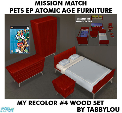 Sims 2 — TL - MM PetsAtomicAge Recolor04Wd Set by TabbyLou — My Recolor #4 Wood Recolor of Pets Atomic Age furniture to
