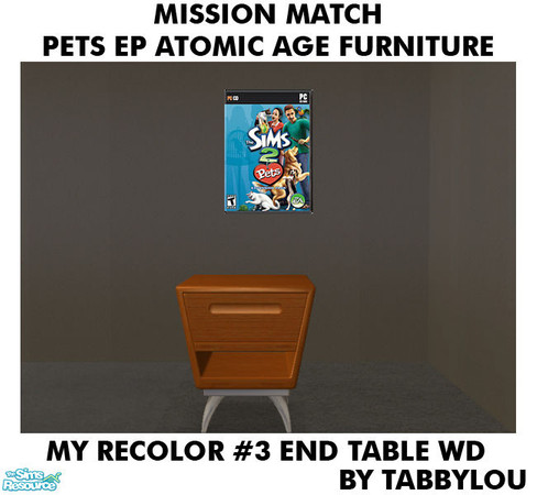 Sims 2 — TL - MM PetsAtomicAge Recolor03Wd EndTable by TabbyLou — End Table in My Recolor #3 Wood Recolor of Pets Atomic