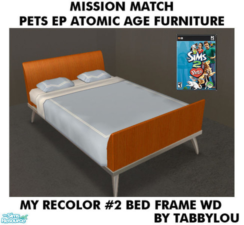 Sims 2 — TL - MM PetsAtomicAge Recolor02Wd BedFrame by TabbyLou — Bed Frame in My Recolor #2 Wood Recolor of Pets Atomic