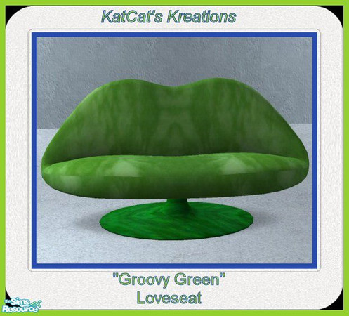 Sims 2 — Groovy Green Loveseat by KatCat — Recolor of the "Retro Bodacious Loveseat" from the University EP.