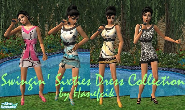 Sims 2 — Swingin\' Sixties Dress Collection by Hanefcik — Bright coloured, eye-cathing and sexy-fitting, feminine