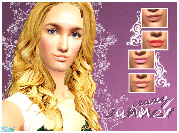 Sims 2 — Crazy Summer by lemonloveshane — A set of four fresh-looking lipsticks for your summer glam sims! Enjoy!