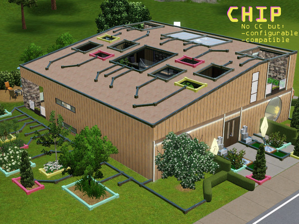 Sims 3 — CHIP by Satureja2 — Chip a futuristic home Those designers... created a oversize computer chip to live in! Give