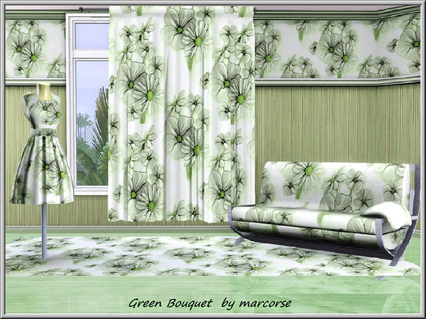 Sims 3 — Green Bouquet_marcorse by marcorse — Fabric pattern: pretty bouquet of green flowers