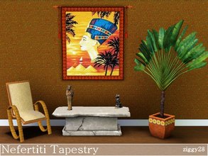 Sims 3 — Nefertiti Tapestry by ziggy28 — A very colouful tapestry wall hanging of the queen of Egypt Nefertiti. Custom