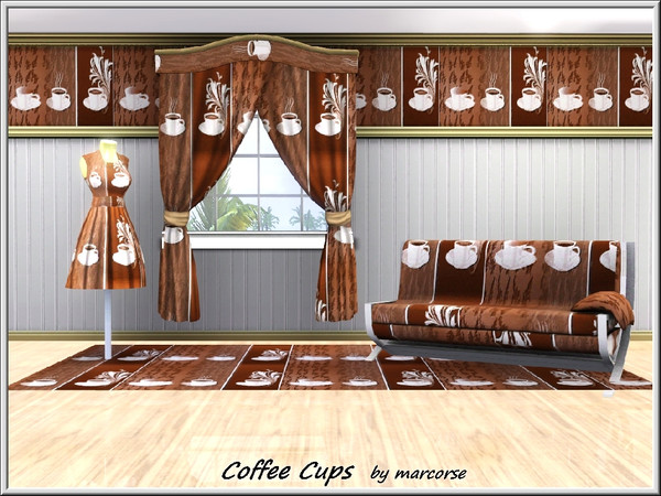 Sims 3 — Cofee Cups_marcorse by marcorse — Themed pattern: vertical striped coffee cup design in brown shades