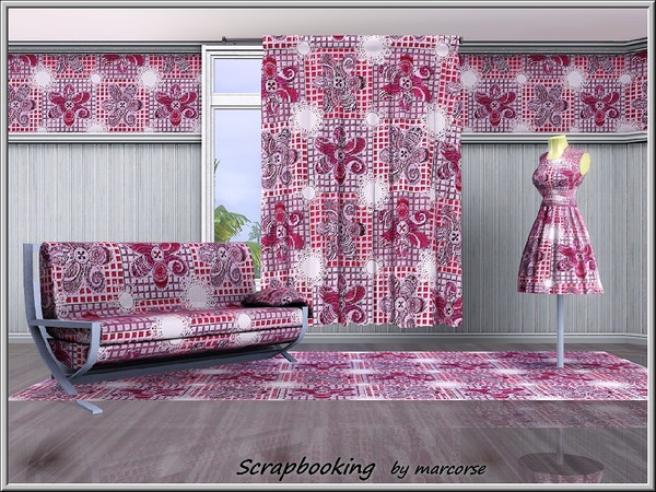 Sims 3 — Scrapbooking_marcorse by marcorse — Abstract pattern: scrapbooking motifs in pinky purple and red