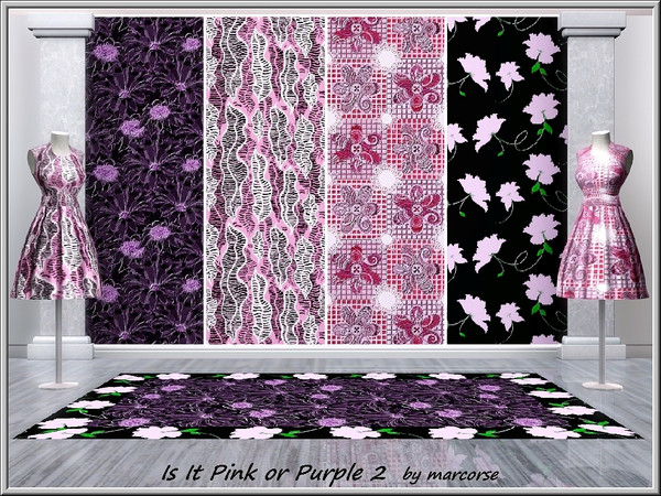 Sims 3 — Is It Pink or Purple 2_marcorse by marcorse — Four leaf and flower patterns in the colour range pink to purple.