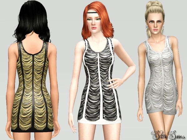 Sims 3 — Chrome by StarSims — The perfect outfit for a paty or date. Short dress with chain and ripped details.