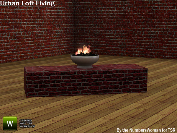 Sims 3 — Modern Urban Rustic Loft Living Fireplace by TheNumbersWoman — Urban life, urban times, urban living.The