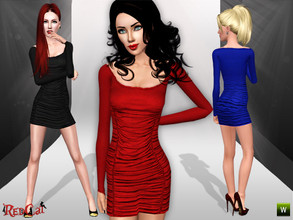 Sims 3 — Form Fitting Dress by RedCat — 1 Recolorable Channel. 3 Variations Included. Game Mesh.