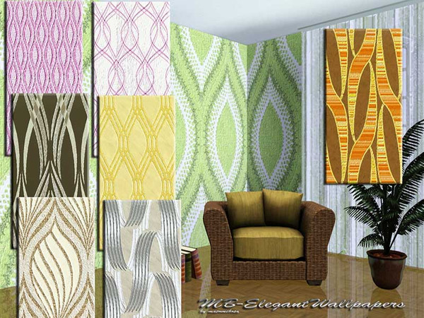 Sims 3 — MB-ElegantWallpapers by matomibotaki — MB-ElegantWallpapers, a set of eight elegant wallpapers in geometric