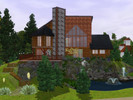 Sims 3 — Quail Run No. 17 by Pawzsim — Large wooded lot frames this contemporary log cabin. Open floor plan on the first