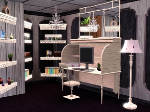 Sims 3 — Brownie Chic Office by Flovv — A little shabby chic office. Spare space with the corner bookhelves! Hide your