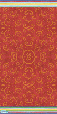 Sims 2 — Wall Orange Scroll Toss with Stripes Paneling by Sheera — Part of my Gradients of Red Stripes Walls and Floors