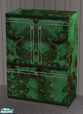 Sims 2 — Ashley Cataline Armoire MalachiteSilver2 by suceress — Malachite (green marbled with black) texture with curved