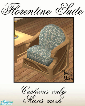 Sims 2 — Florentine Suite: Duck Egg Blue Chair by BunnyTSR — Upholstery recolour of Maxis\' Serenity Sitter art nouveau