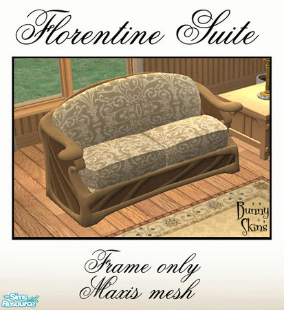 Sims 2 — Florentine Suite: Light Ash L/Seat Frame by BunnyTSR — Light ash wood recolour of Maxis\' Boroccoco art nouveau