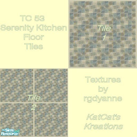 Sims 2 — TC53 - Serenity Kitchen Tile Floor (Tile 1) by KatCat — Flooring made to match TC53 items. (Tile 1 in preview