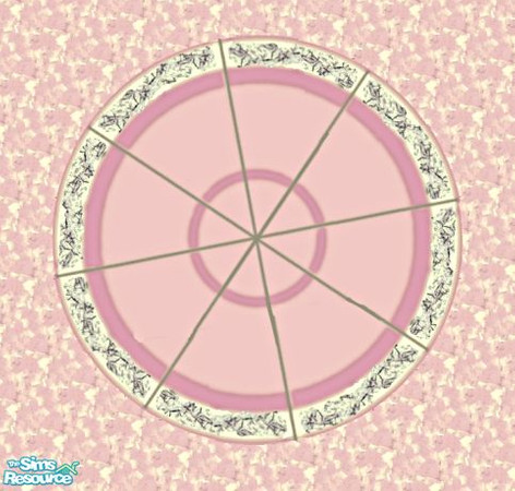 Sims 2 — Pink Study -RoundRug by elainearora — This is a beautiful round rug made to match my Pretty Pink Walls&