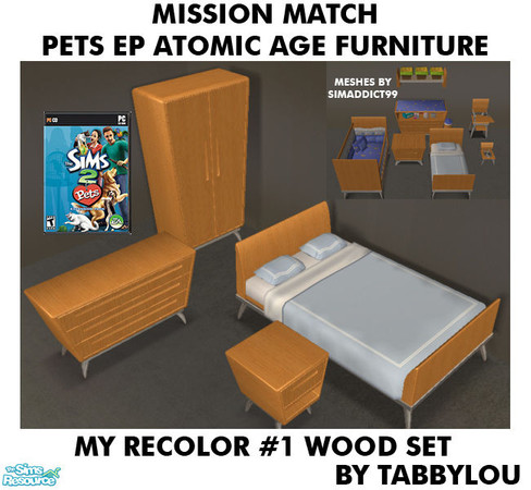 Sims 2 — TL - MM PetsAtomicAge Recolor01Wd Set by TabbyLou — My Recolor #1 Wood Recolor of Pets Atomic Age furniture to