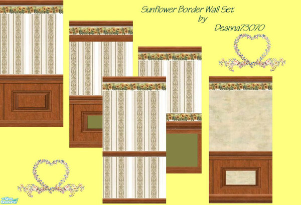 Sims 2 — Sunflower Border Wall Set by DEANNA73070 — Five beautiful walls featuring one of my favorite