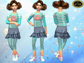 Sims 2 — ASA_Dress_88_CF by Gribko_Sveta — Suit in a strip with a skirt for girls TS2