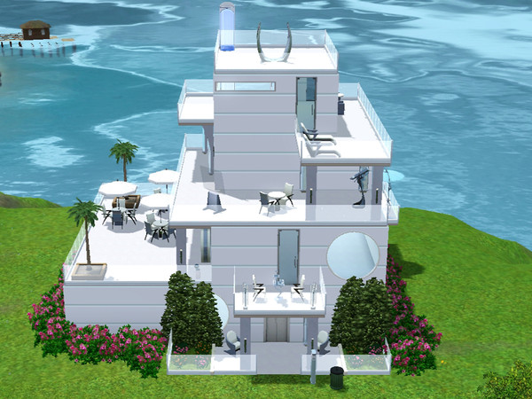 Sims 3 — Future Tense, Simfunkel Island by littleredcookbook2 — (2B+1Ba) A two-bedroom, four-story modern home for the