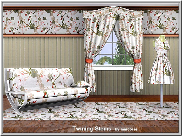 Sims 3 — Twining Stems_marcorse by marcorse — Abstract pattern: abstract design of twining stems and leaves in red/grey