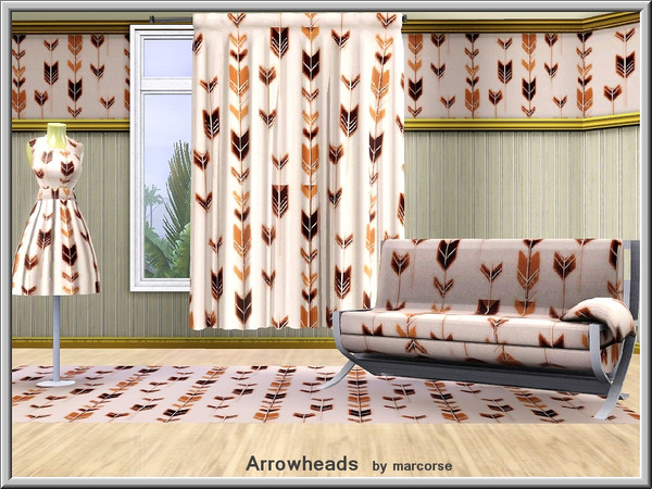 Sims 3 — Arrowheads_marcorse by marcorse — Themed pattern: stylised arrowhead design in browns