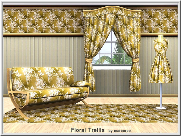 Sims 3 — Floral Trellis_marcorse by marcorse — Abstract pattern: abstract flowers and scraps of trellis in a diagonal