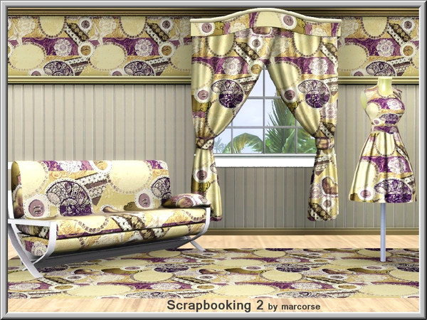 Sims 3 — Scrapbooking2_marcorse by marcorse — Themed pattern: scrapbooking pieces in shades of brown, in a random repeat