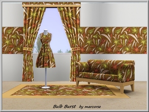 Sims 3 — Bulb Burst_marcorse by marcorse — Fabric pattern: Spring bulb flowers and petals in yellow and brown