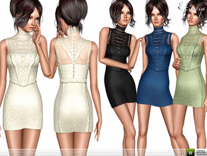 Sims 3 — Lace Trim Dress by ekinege — Romantic dress with lace inserts and trim. High neck. Sleeveless.