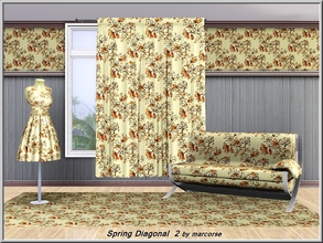 Sims 3 — Spring Diagonal2_marcorse by marcorse — Fabric pattern: orange Spring flowers in a diagonal design